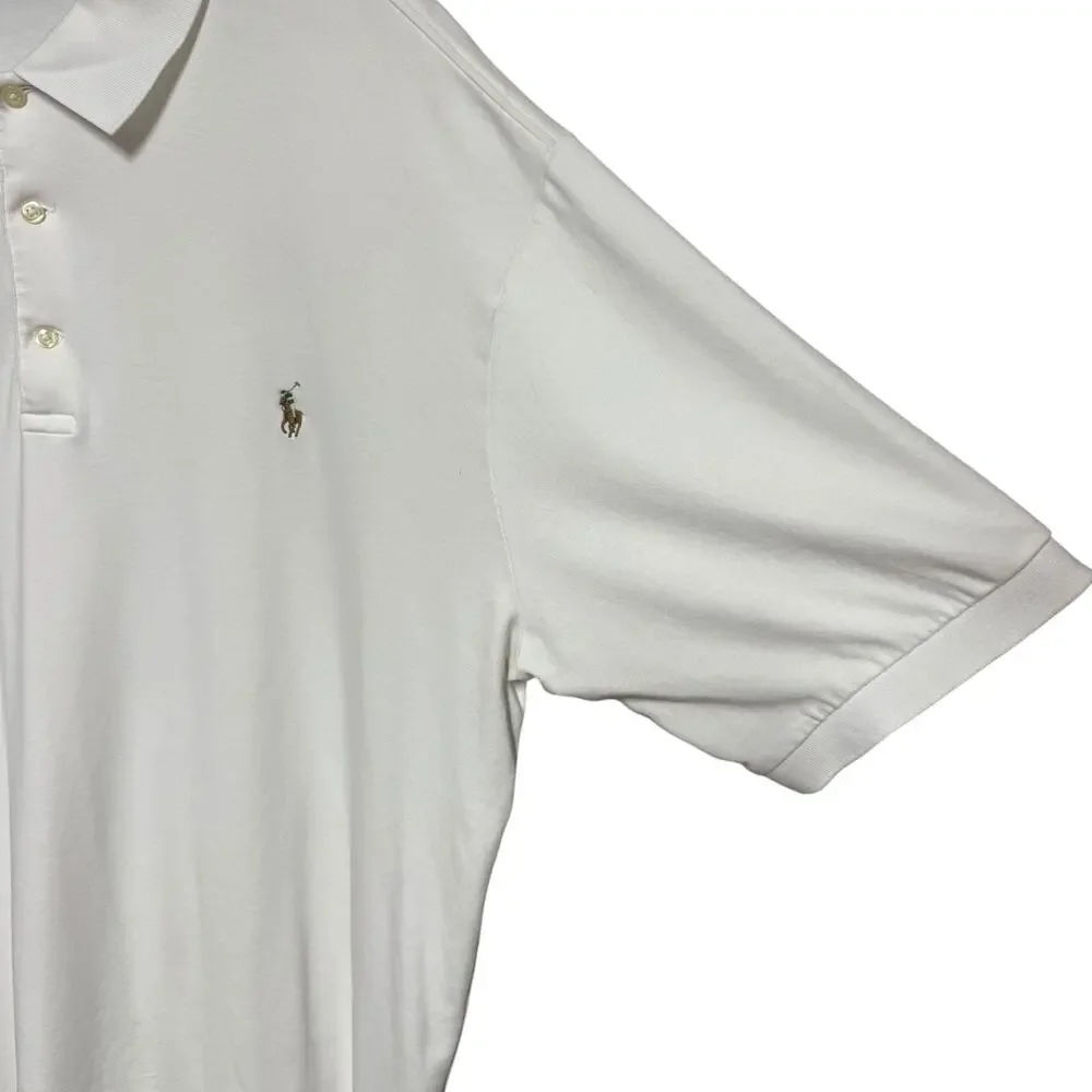 Ralph Lauren Flesh Pony Cotton Polo Shirt White Tall XL